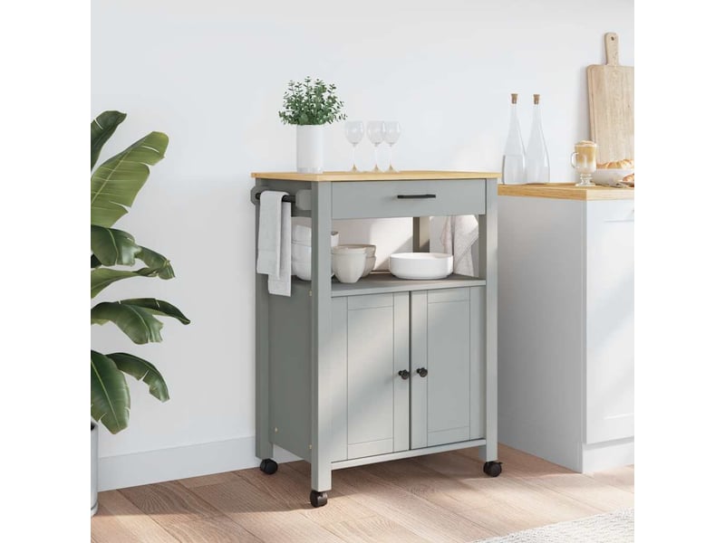  Desserte de cuisine, chariot de rangement monza 60x40x88,5 cm bois massif de pin shl4233  - Conforama C