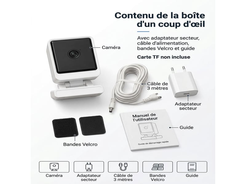 Caméra de surveillance intérieure pour fenêtre 3mp wifi double bande 2,45 ghz – caméra connectée anti-reflet sans perçage avec détection de mouvement et vision à travers vitre - Conforama E
