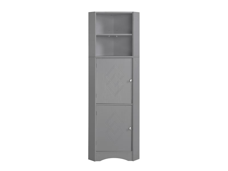 Meuble d'angle de salle de bain avec étagère réglable gris 36.5 x 36.5 x 155 cm WF314510AAE - Conforama A
