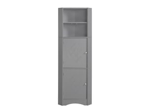 Meuble d'angle de salle de bain avec étagère réglable gris 36.5 x 36.5 x 155 cm