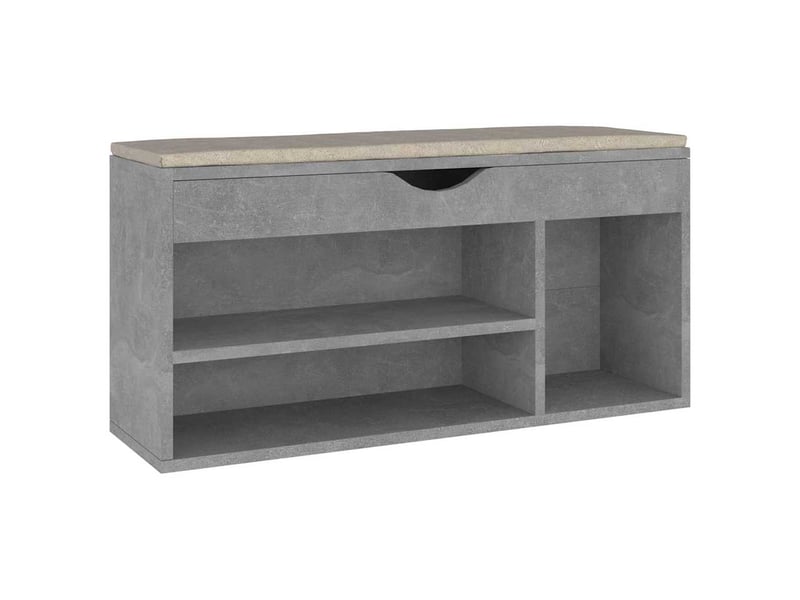 Banc à chaussures, meuble à chaussures avec coussin gris béton bois d'ingénierie  - Conforama A