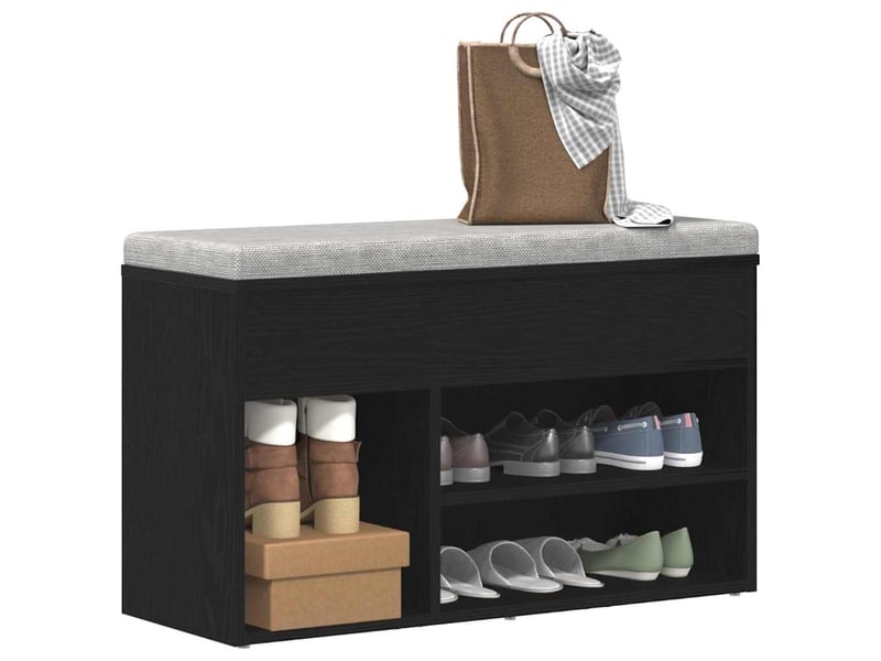  Banc à chaussures, meuble à chaussures 80x30x45 cm bois d'ingénierie chêne noir  - Conforama C