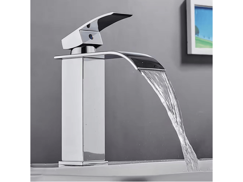  Robinets de lavabo, robinets de lavabo de salle de bains, robinets à poignée unique et bec de cascade à trou unique  - Conforama D