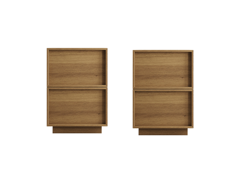  Lot de 2 tables de chevet,38x45x54 cm,2 tiroirs,mdf,finition chêne  - Conforama D