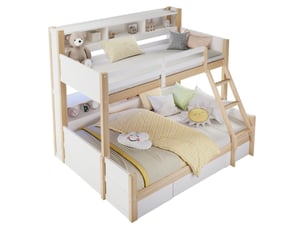 Lit superposé 90x200 cm <strong>OKMYHOME</strong>  <strong></strong> coloris blanc