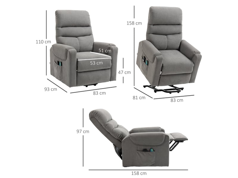 Fauteuil releveur électrique, massage chauffant, fauteuil relax inclinable avec repose-pieds pour salon - Conforama C