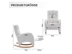 Fauteuil à bascule en tissu teddy blanc avec repose-pieds pliable