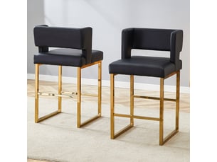 Lot de 2 tabourets de bar 53x48x91 cm, chaises hautes avec assise carrée, meuble cuisine, pieds en métal doré, pu noir