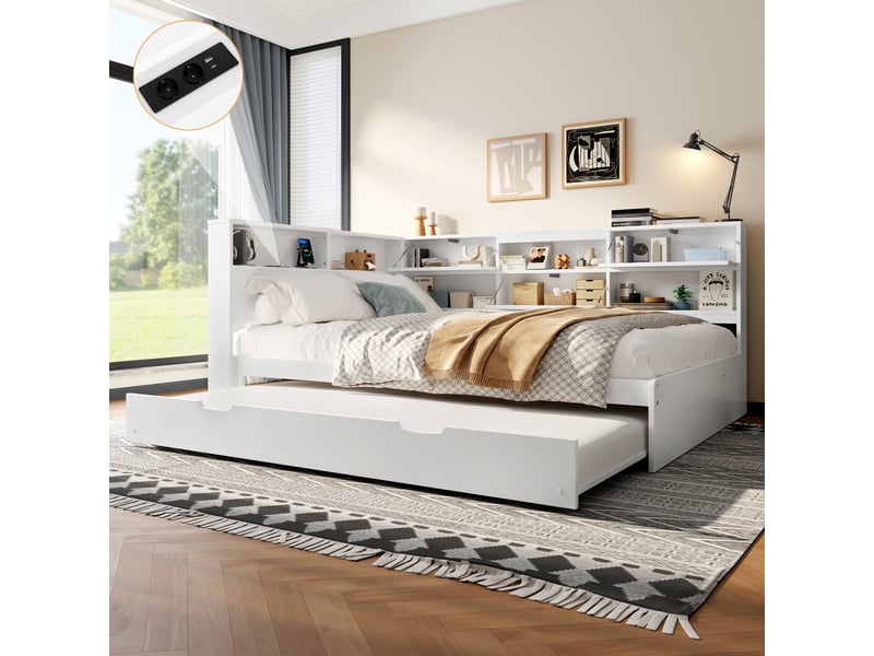  Lit convertible en pin blanc 140x200 cm  - Conforama B