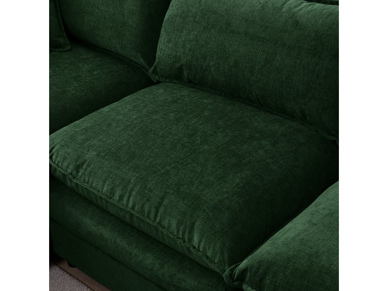  Canapé d'angle modulable 3 places en tissu vert avec pouf mobile, confort familial pour votre salon  - Conforama D