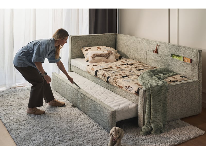 Selsey nesmi - lit rembourré - 90x200 cm - tissu tressé vert sauge Nesmi - Conforama C