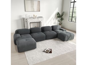 Canapé modulable, canapé de salon, en velours, gris, sans montage, sans structure, chambre, pour salon