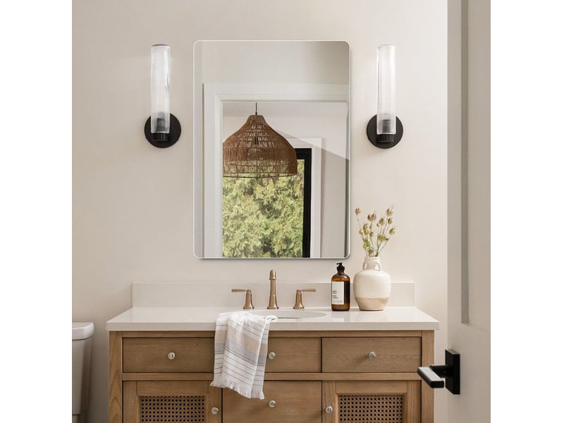  Miroir mural 80x60 cm sans cadre à angles arrondis argenté  - Conforama C