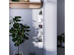 Étagère d'angle murale à 5 niveaux hauteur forme de zigzag en bois blanc 120 cm