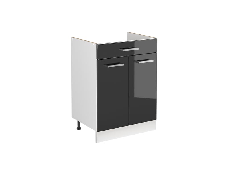  Vicco meuble bas sous-évier, anthracite haute brillanceblanc, 60cm sans plan de travail  - Conforama A