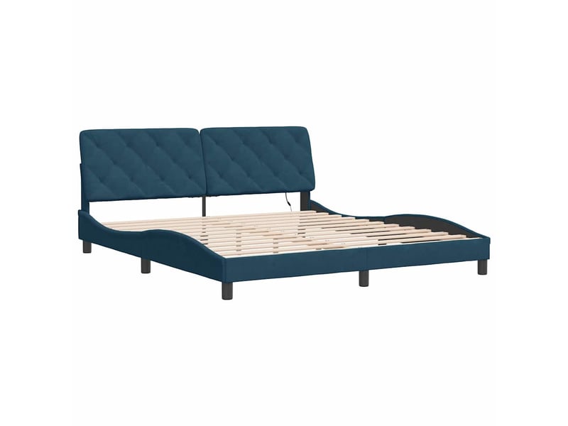 Lit double- lit adulte - cadre de lit avec led sans matelas bleu 180x200 cm velours - Conforama B