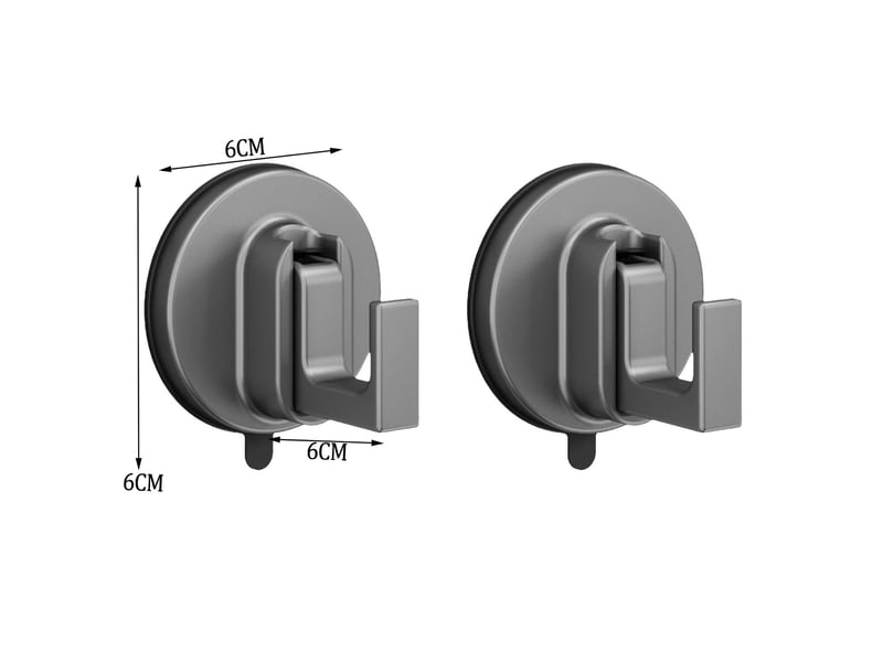 Lot de 2 crochets à ventouse sous vide puissants - crochet porte-torchon et serviette, mural pour salle de bain, cuisine, douche, fenêtre et verre, gris - Conforama D