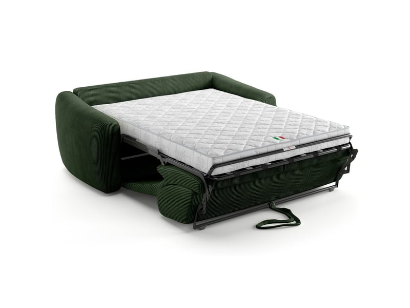  Canapé droit convertible 3 places en velours côtelé vert forêt - ouverture express - suzie Suzie - Conforama E