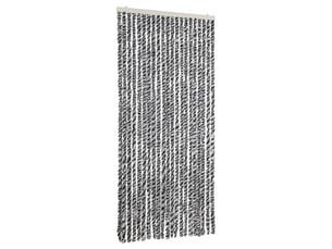 Rideau anti-mouches, moustiquaire gris et noir et blanc 90x220 cm chenille cf43558