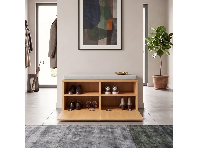  Banc à chaussures brande 42 x 80 x 35 cm effet chêne gris clair [en.casa]  - Conforama B