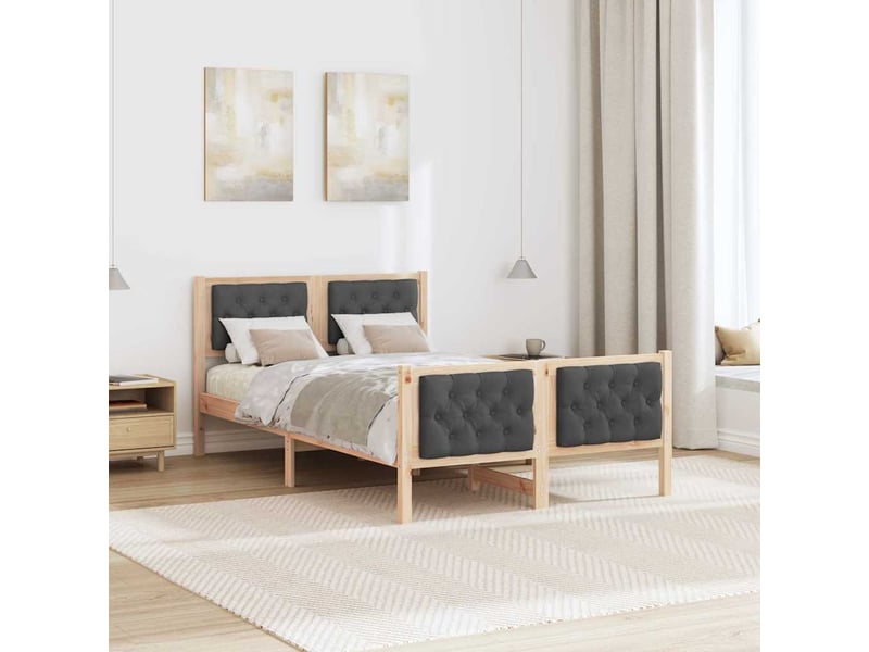  Lit double- lit adulte -  cadre de lit gris foncé 120 x 190 cm pin massif  - Conforama C