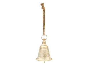 Suspension de noël cloche or et blanc h. 17 cm