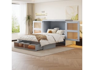 Lit escamotable 140x200 cm <strong>MEULVA</strong>  <strong></strong> coloris gris