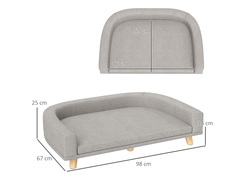  Canapé pour enfent 98 x 67 x 25 cm – gris – coussin amovible, pieds surélevés en bois de pin stable  - Conforama C
