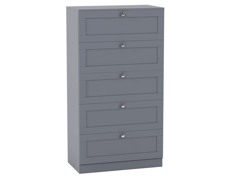  Commode altino 5 tiroirs, chambre, rangement vêtements, meuble, 121x65x36cm, gris 3332186 - Conforama A