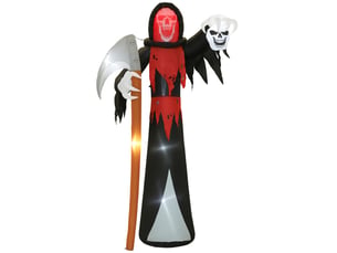 Décoration d'halloween gonflable avec éclairage led et yeux rouges pour extérieur en polyester noir