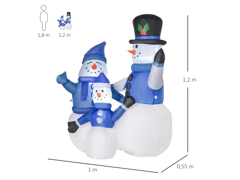  Décoration de noël bonhomme de neige, lumières led, 1,8 m, avec souffleur, autogonflant  - Conforama E