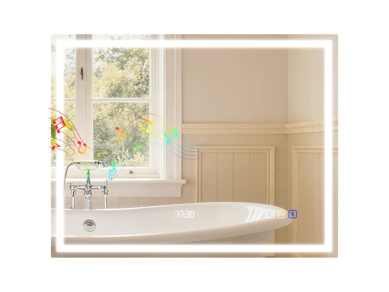  Miroir de salle de bain led bluetooth anti-buée tactile 90 x 3,5 x 70 cm  - Conforama B