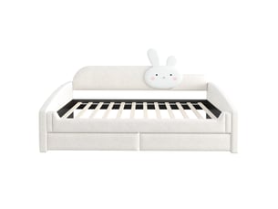 Lit avec rangement 90x200 cm MAISONORA coloris beige