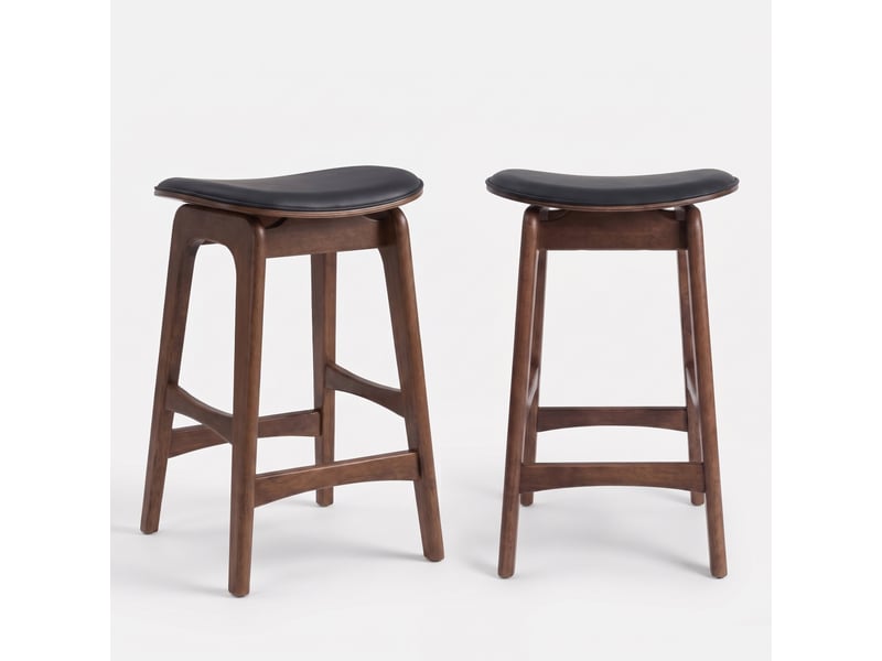  Lot de 2 tabourets pour îlot 65,5 cm en bois foncé et similicuir noir-jude Jude - Conforama A