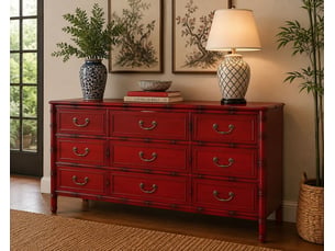 Buffet en bois rouge 155x45x81 cm h