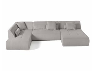 Canapé d'angle gauche fixe BESTMOBILIER ONYX 7 places Velours Gris clair