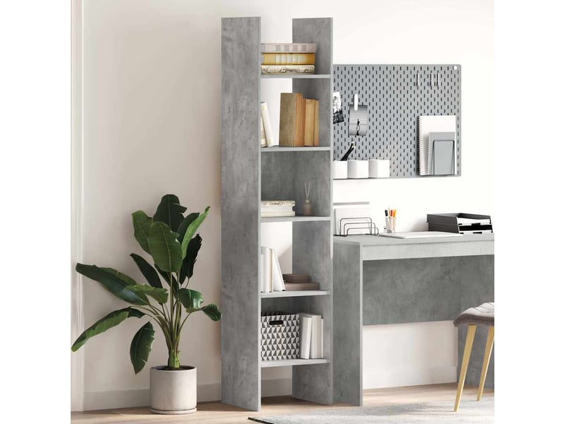  Bibliothèque, meuble de rangement salon gris béton 40x35x180 cm bois d’ingénierie  - Conforama B