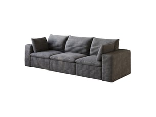 Canapé droit compressé fixe BEAOK 3 places Velours côtelé gris foncé
