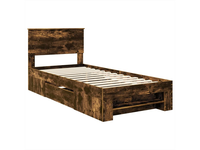  Lit simple- lit adulte -  cadre de lit chêne fumé 80 x 200 cm bois d'ingénierie  - Conforama C