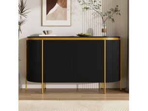 Buffet 4 porte(s)  0 tiroir(s) <strong>HAVRYA</strong> <strong></strong> - 140 cm coloris noir 
