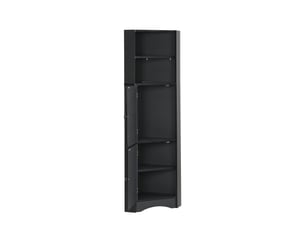 Meuble d'angle de salle de bains étagère réglable noir 36.5 x 36.5 x 155 cm