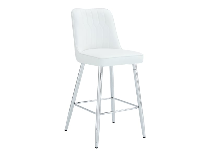 Tabouret de bar lot de 2 avec dossier ergonomique et repose-pieds, en métal et similicuir blanc argenté, 100 cm - Conforama A
