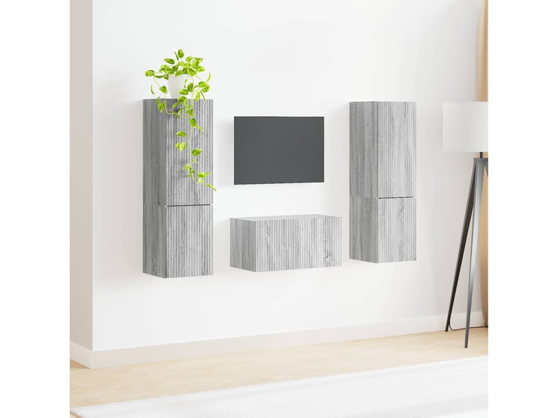  Ensemble meuble tv - banc tv - meuble de rangement 5 pcs gris sonoma bois d'ingénierie  - Conforama D