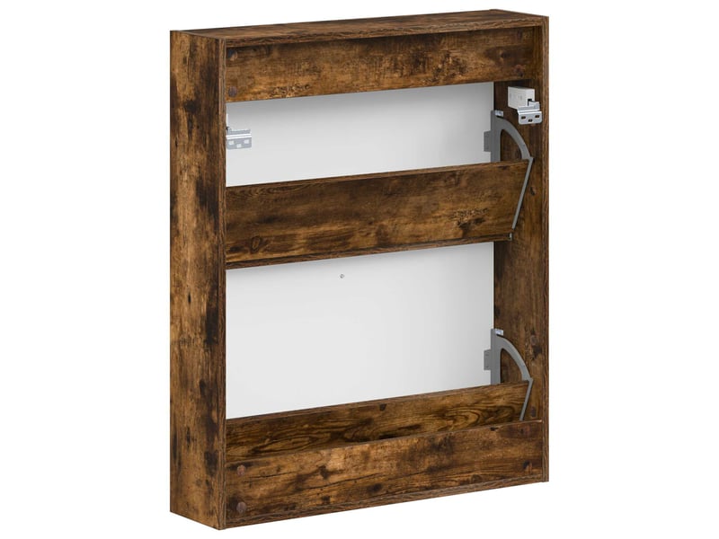  Meuble à chaussures mural, armoire à chaussures arnhem 71x17x86 cm chêne fumé  - Conforama E