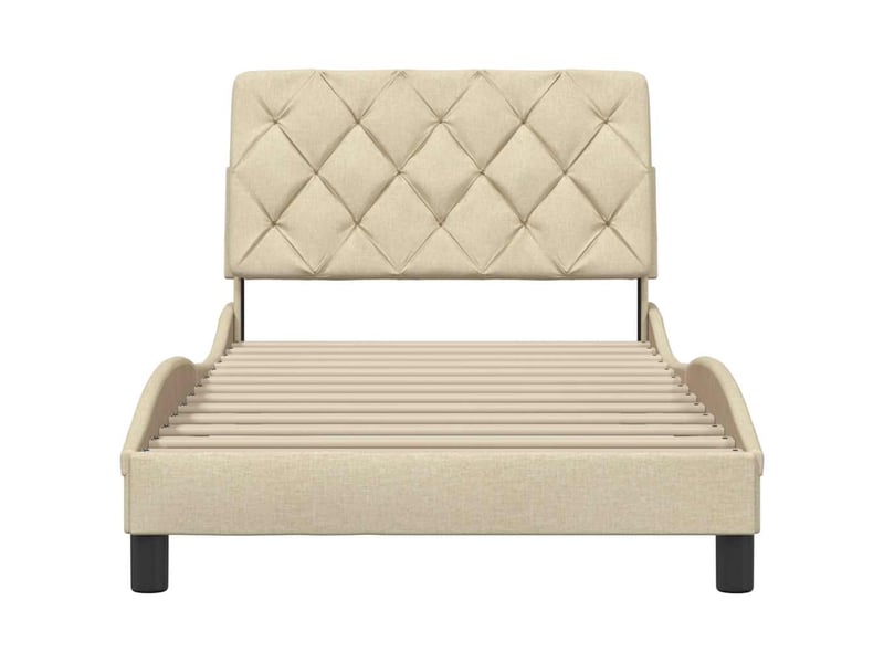  Lit simple- lit adulte -  cadre de lit sans matelas crème 100x200 cm tissu  - Conforama D