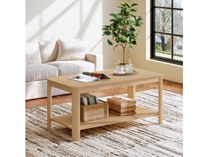 Table basse rectangulaire coloris naturel <strong>FLORAGRACE</strong> <strong></strong> - 50 cmx100 cm