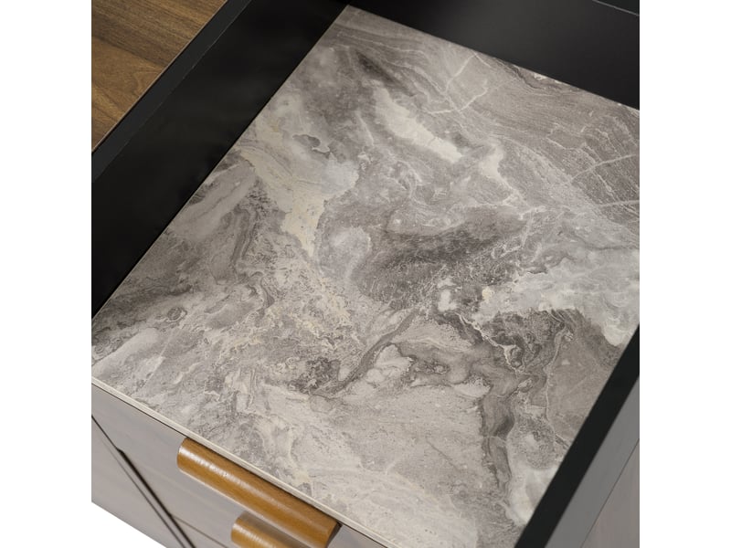  Buffet chêne foncé 120 × 40 × 77 cm, effet marbre, 3 tiroirs et 2 portes IKSETERA TRADING LTD - Conforama W