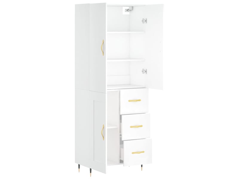  Buffet haut - bahut - meuble de rangement blanc 69,5x34x180 cm bois d'ingénierie  - Conforama D