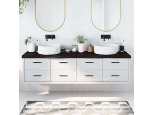 Comptoir de salle de bain, plan de travail marron foncé bois massif traité cf65881