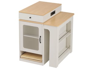 Table à manger extensible avec prises électriques intégrées et rangement